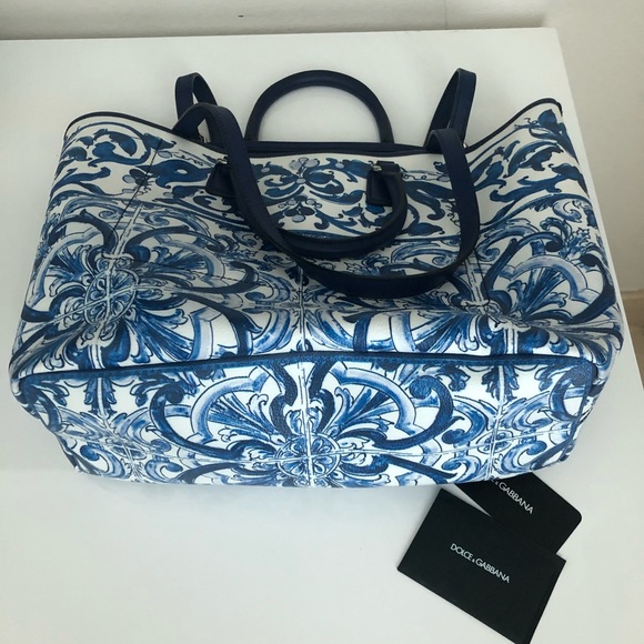 SOLDDolce&Gabbana tote bag Majolica print leather - Picture 3 of 6